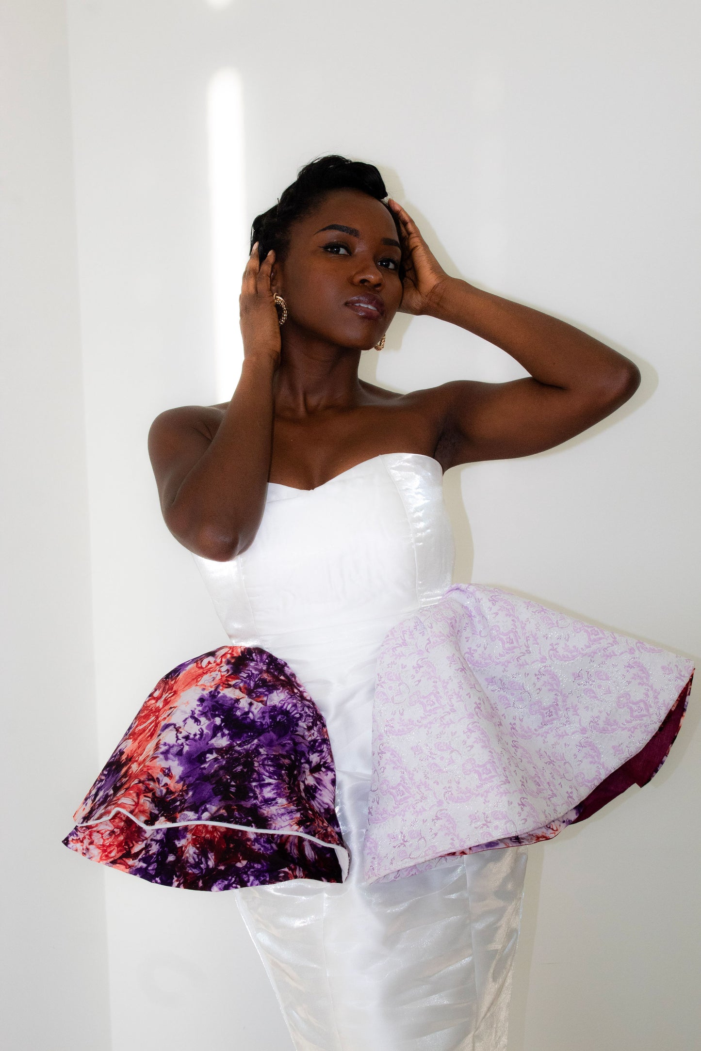 Tie Dye Peplum Dress - White