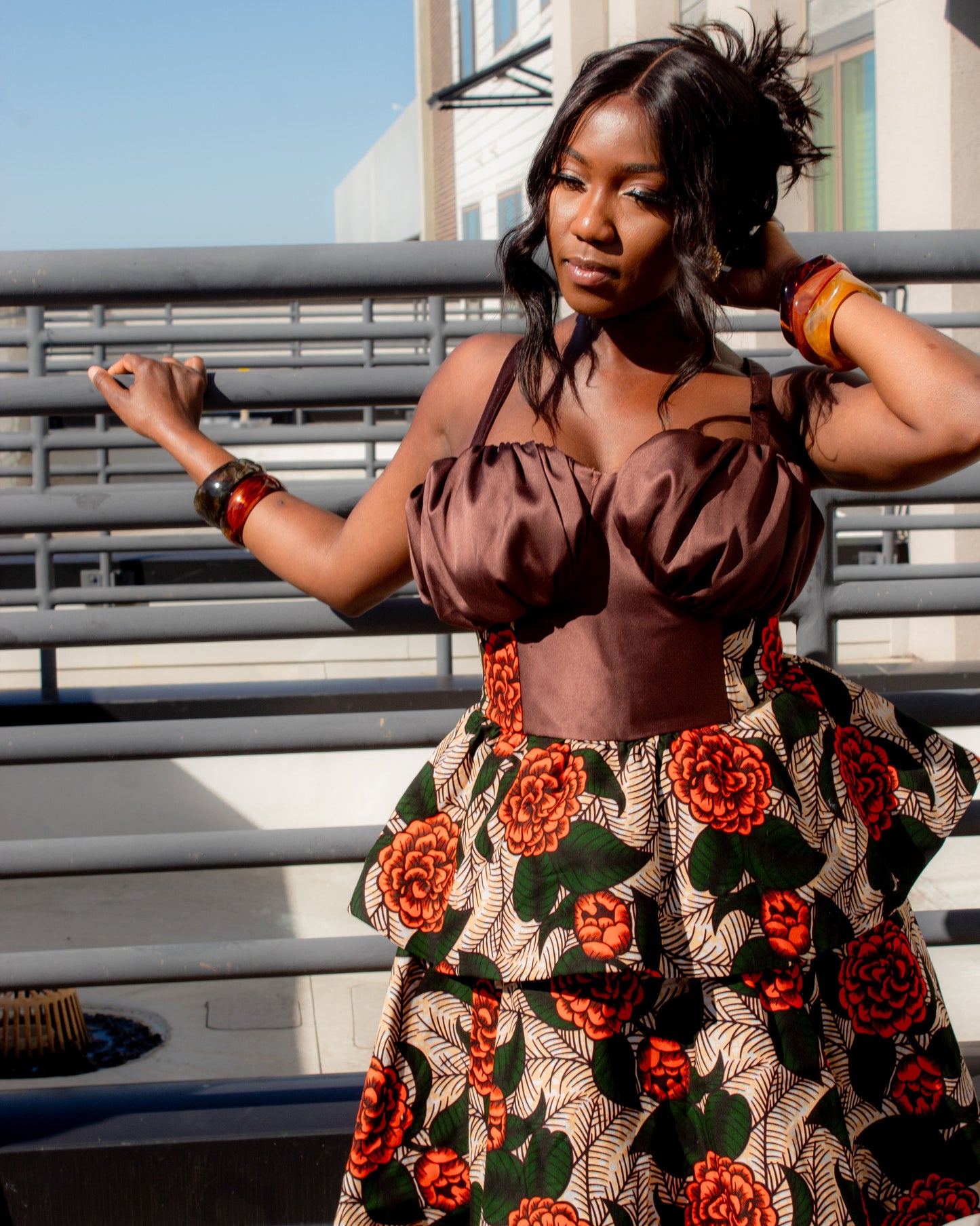 Leaf-Me silk dress - brown