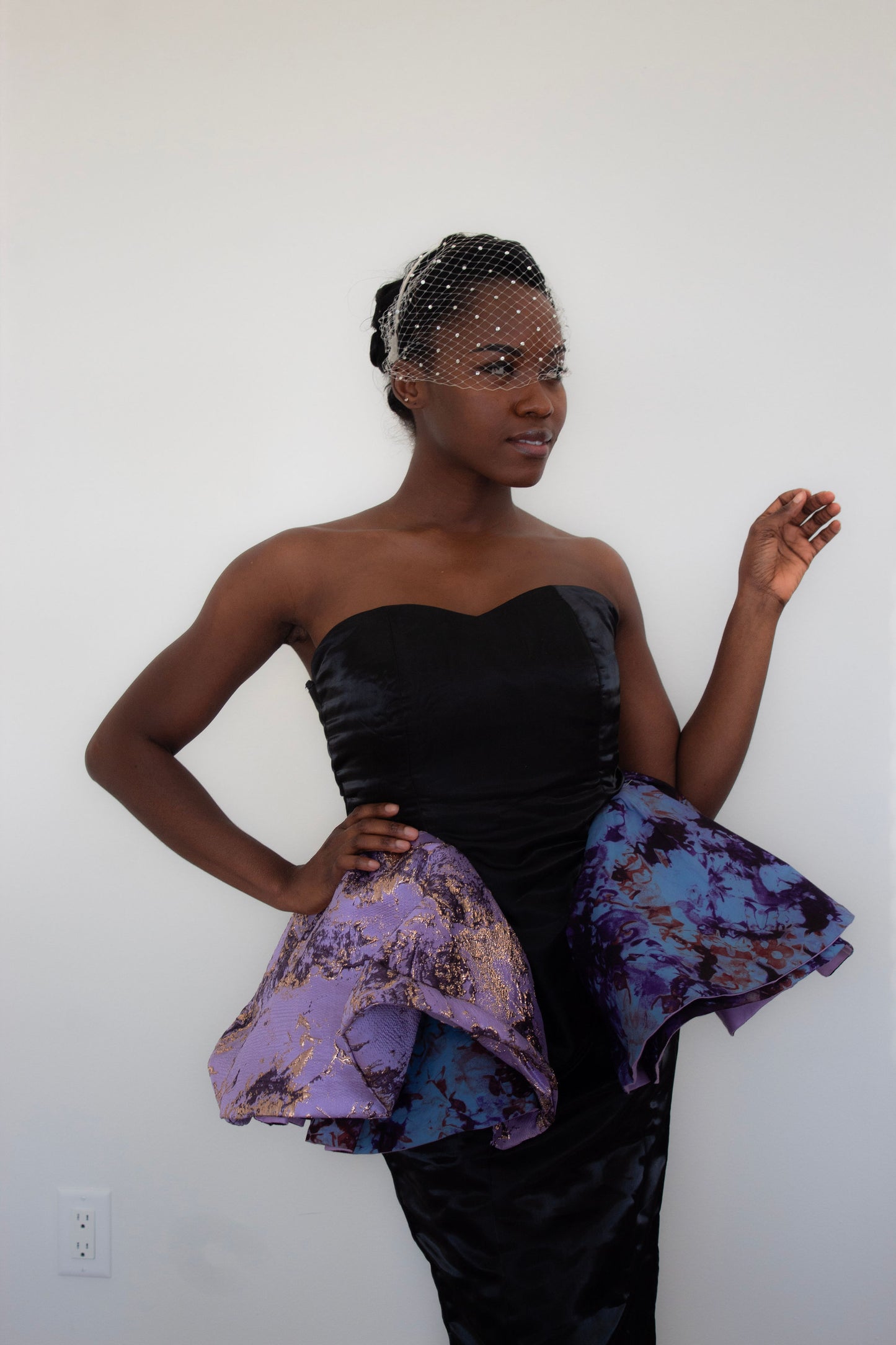 Tie Dye Peplum Dress - Black