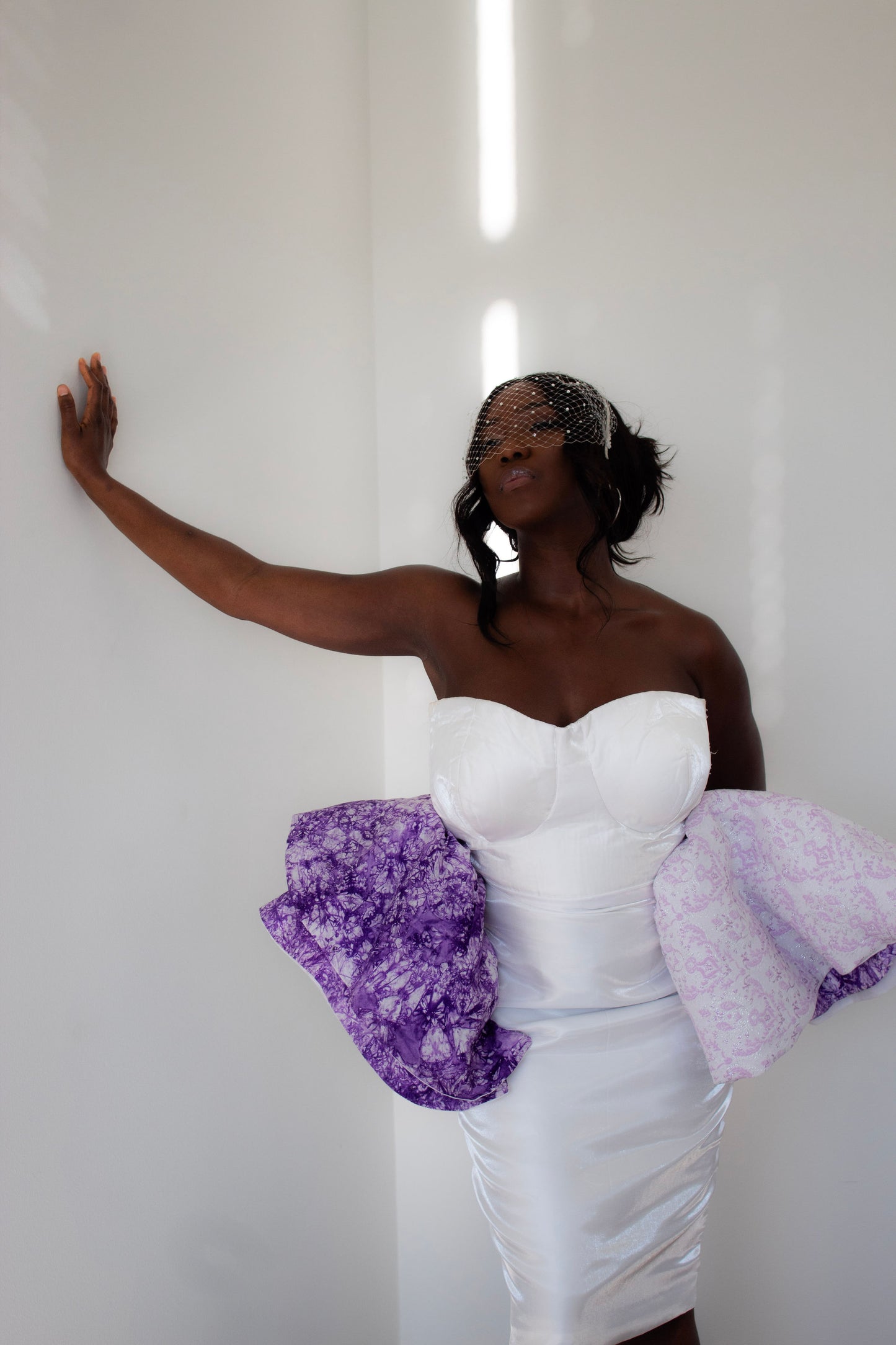 Tie Dye Peplum Dress - White