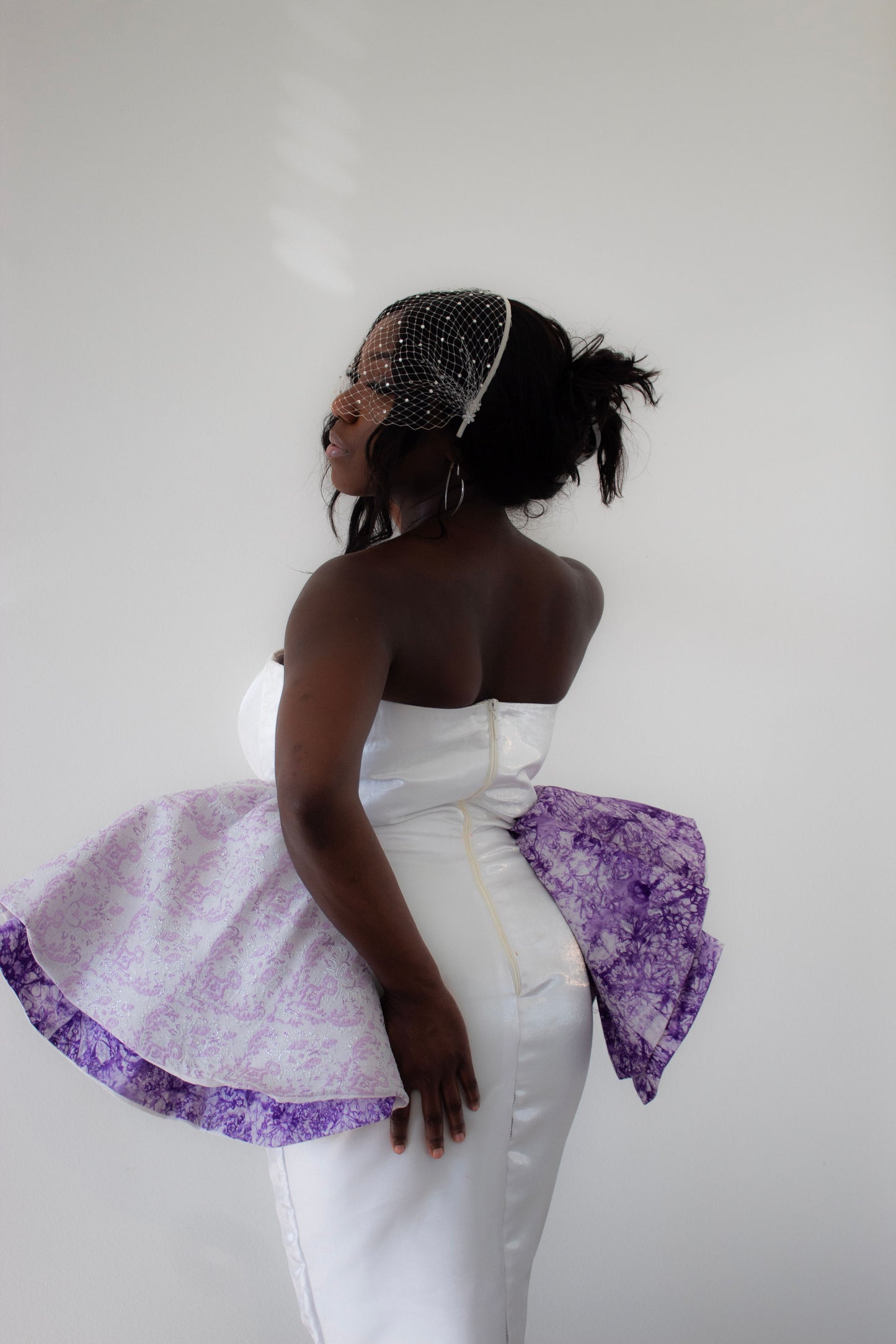 Tie Dye Peplum Dress - White