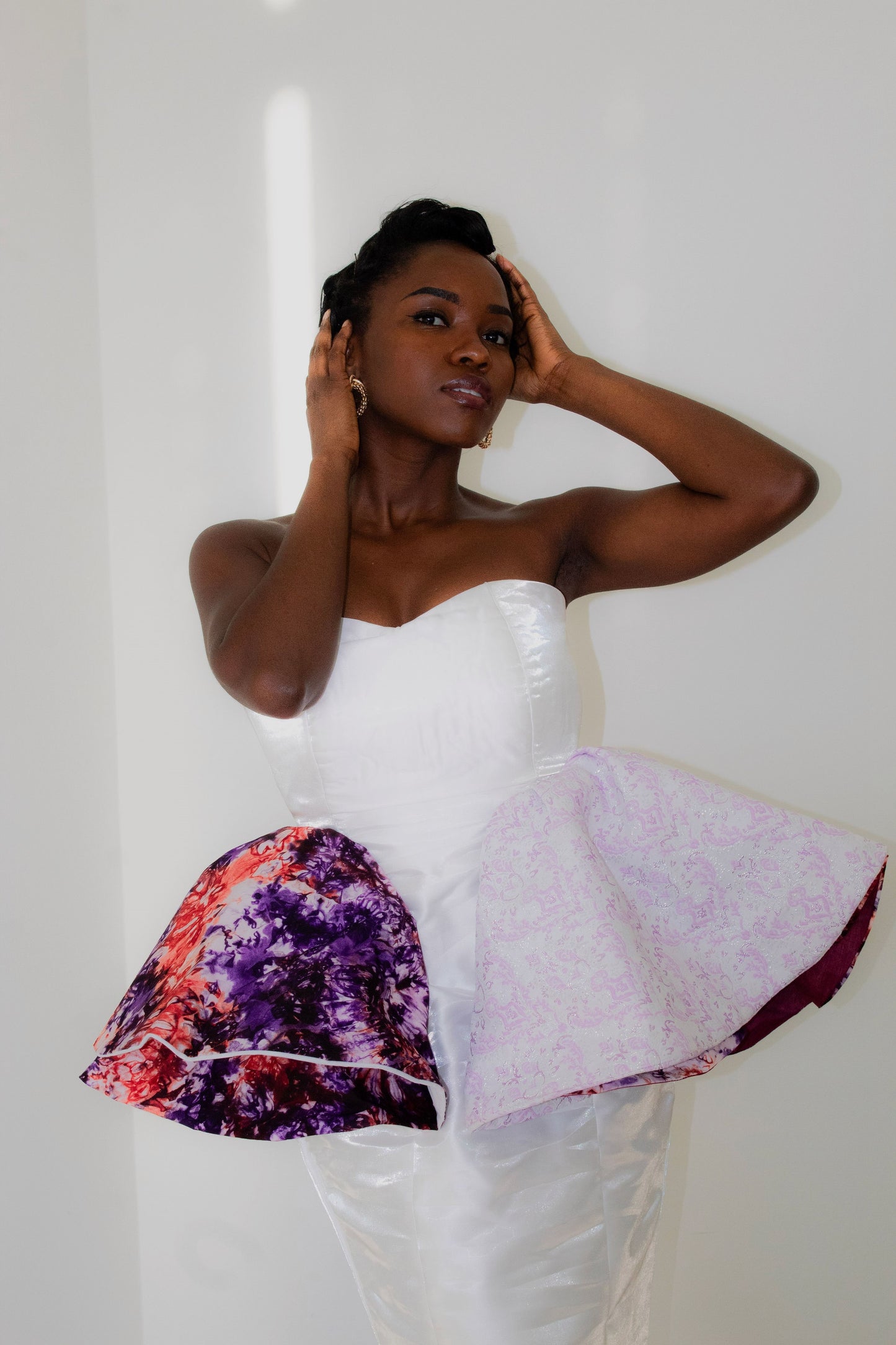 Tie Dye Peplum Dress - White