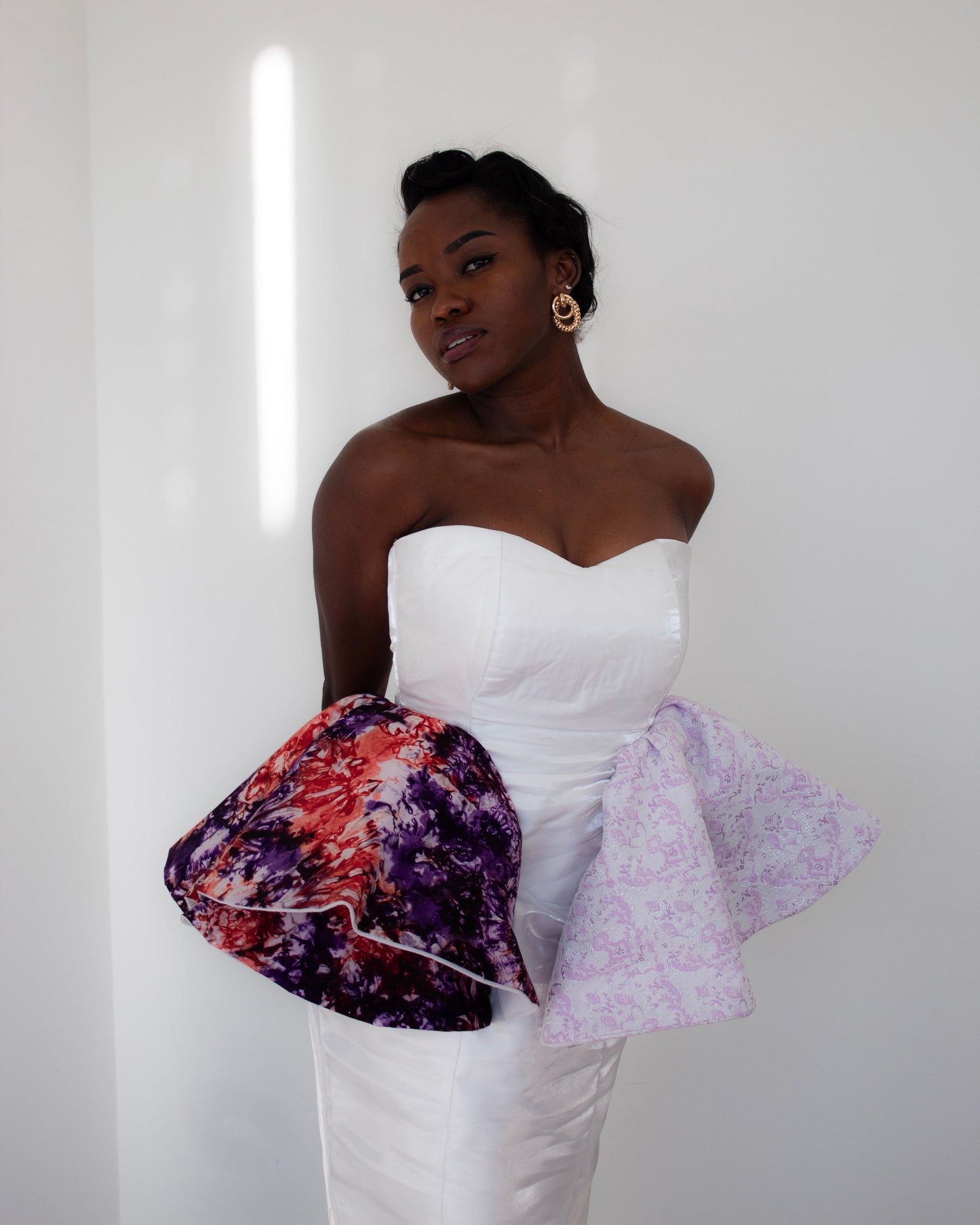 Tie Dye Peplum Dress - White