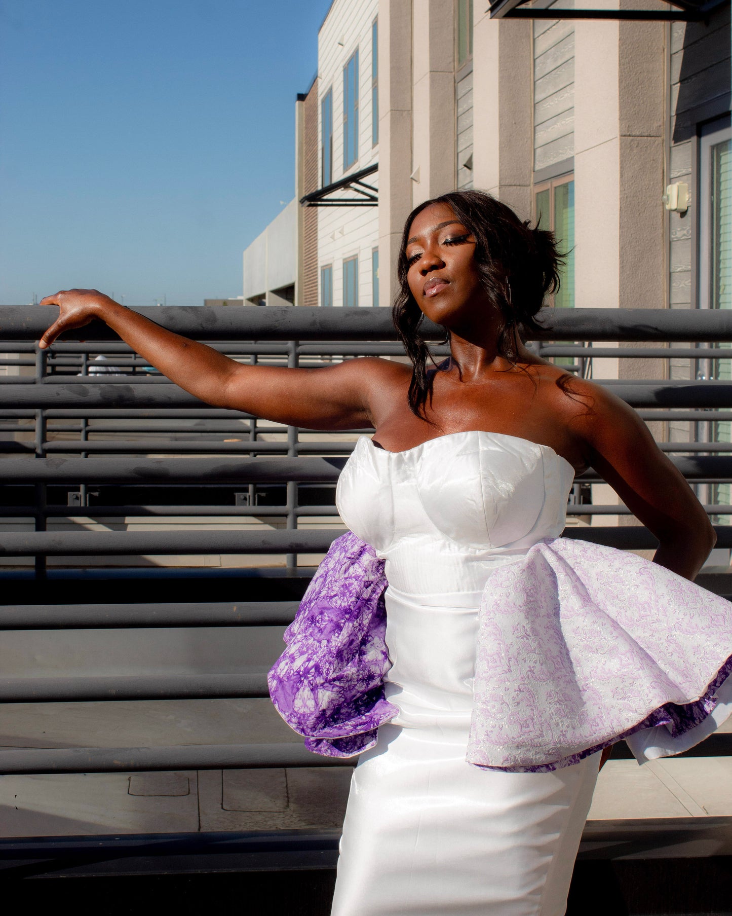 Tie Dye Peplum Dress - White