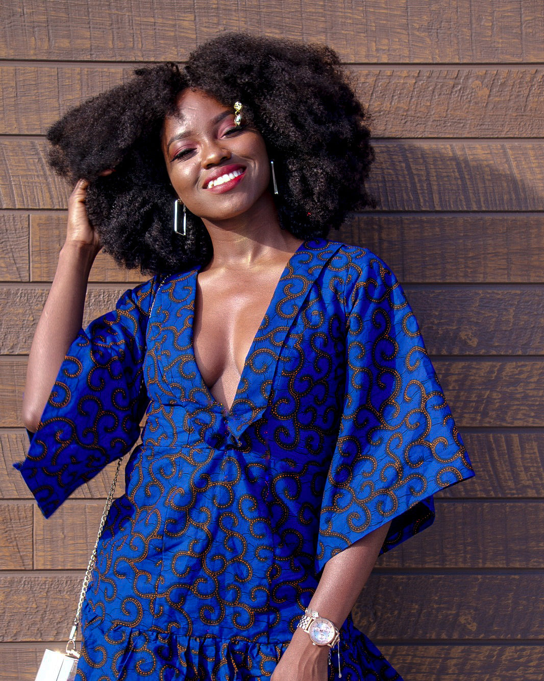 Robe à volants coupe V - Bleu